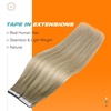 Sunny Hair Tape in Extensions Human Hair Balayage 20Pcs for Graduation Days | Invisible Hair Extension Tape, Cool Ash Grey with Blonde, Lightweight Invisible, Natural-Looking Blend, 14inch 50g