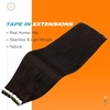Sunny Hair Tape in Extensions Darkest Brown Human Hair 20inch | Real Hair Extensions Tape in Human Hair,Brown Straight Hair for Date Night, 50g 20pcs