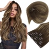 245g 22inch Caramel Blonde Balayage Hair Extensions Bundle Clip in Hair Extensions and Wire Hair Extension 2 Packs